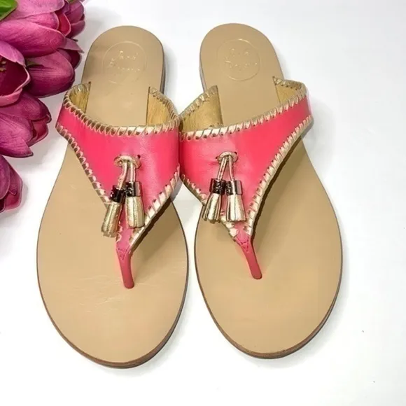 Jack Rogers Women's Alana Dress Sandal Coral and Gold Size 11M