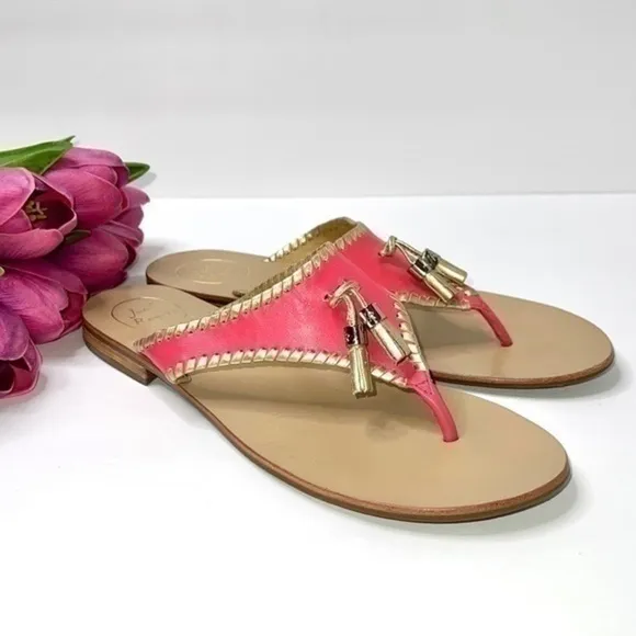 Jack Rogers Women's Alana Dress Sandal Coral and Gold Size 11M