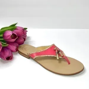 Jack Rogers Women's Alana Dress Sandal Coral and Gold Size 11M