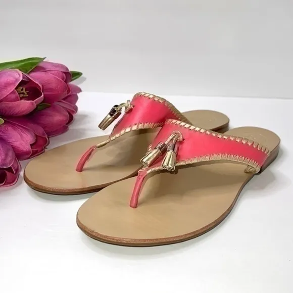 Jack Rogers Women's Alana Dress Sandal Coral and Gold Size 11M