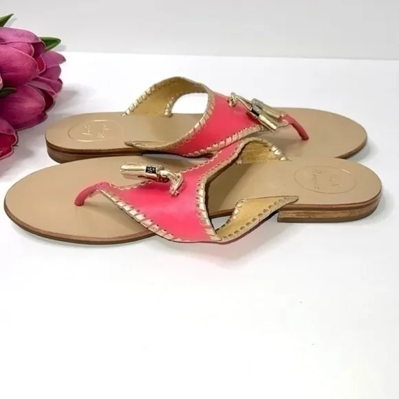 Jack Rogers Women's Alana Dress Sandal Coral and Gold Size 11M