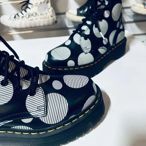 JADON BOOT POLKA DOT SMOOTH LEATHER PLATFORMS - NEW!