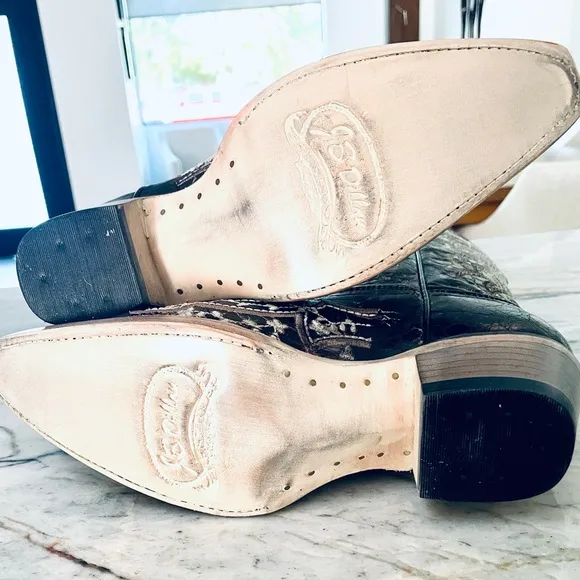 JB Dillon cowboy boots -dark brown/ cream stitching detail size 6.5 - 🤠