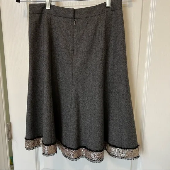 Jcrew j crew pure wool sequins trim a line skater style skirt