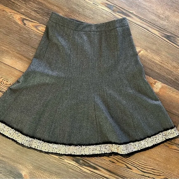 Jcrew j crew pure wool sequins trim a line skater style skirt