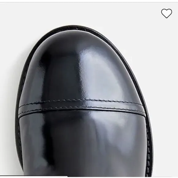 J.Crew Rib-cuff boots in Italian leather Black Gray Size 8 NWB