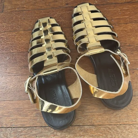 J.CREW Winona fisherman sandals in metallic leather