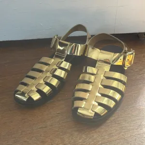J.CREW Winona fisherman sandals in metallic leather