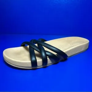 J. Crew Womens Pacific Cushy Leather Padded Black Strap Sandals 10