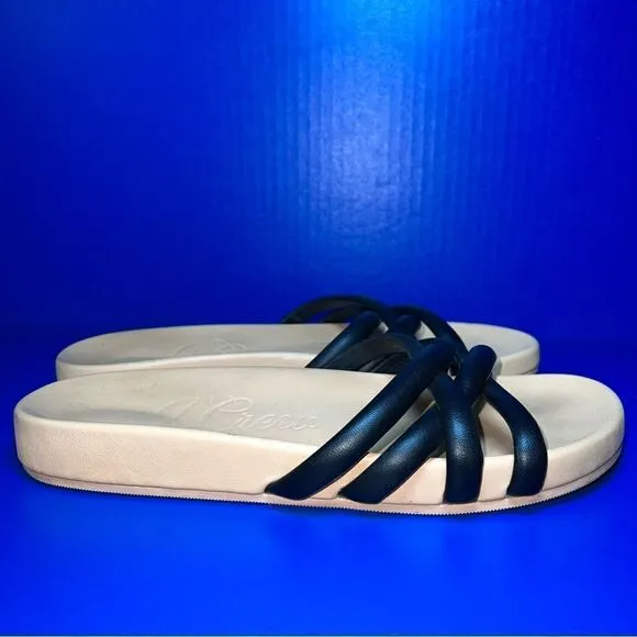 J. Crew Womens Pacific Cushy Leather Padded Black Strap Sandals 10