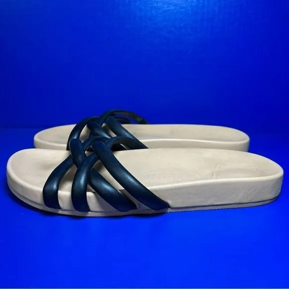J. Crew Womens Pacific Cushy Leather Padded Black Strap Sandals 10