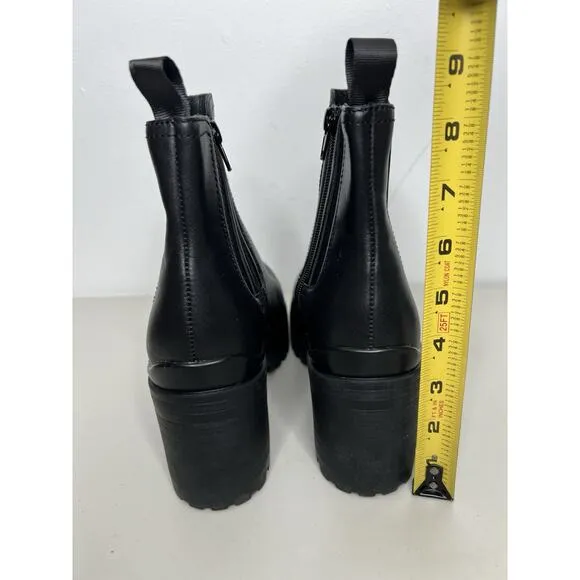 Jeffrey Campbell Boots Escob Platform Chelsea Black Leather Lug Chunky Size 9.5