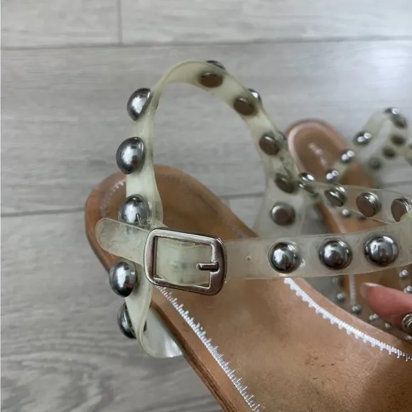 Jeffrey Campbell Calath Studded Clear Nude Strappy Sandals
