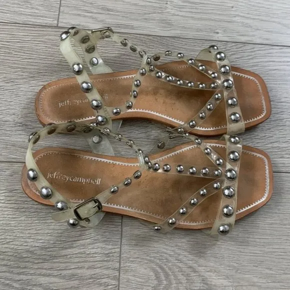 Jeffrey Campbell Calath Studded Clear Nude Strappy Sandals