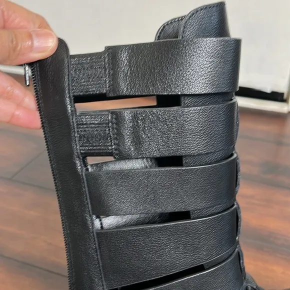 Jeffrey Campbell Dozing Cutout Gladiator Leather Boots Size 8 Chunky Goth Grunge