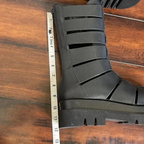 Jeffrey Campbell Dozing Cutout Gladiator Leather Boots Size 8 Chunky Goth Grunge