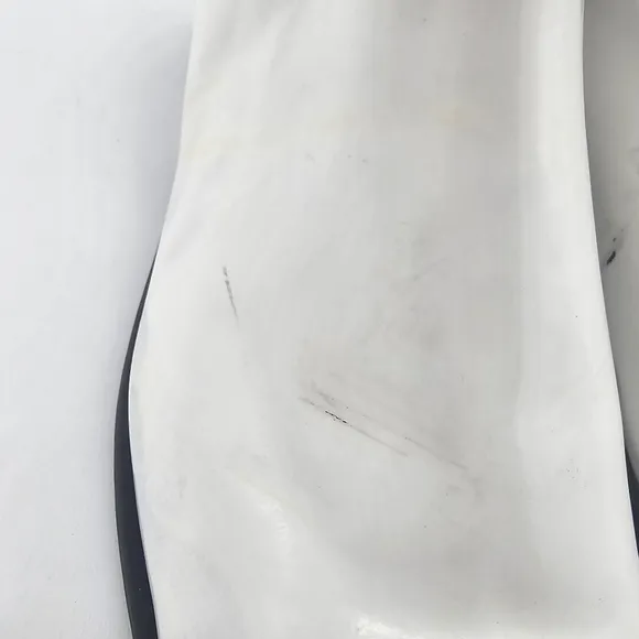 Jeffrey Campbell Emry Chelsea Boots Pointed Toe Side Panel White Leather Size 6
