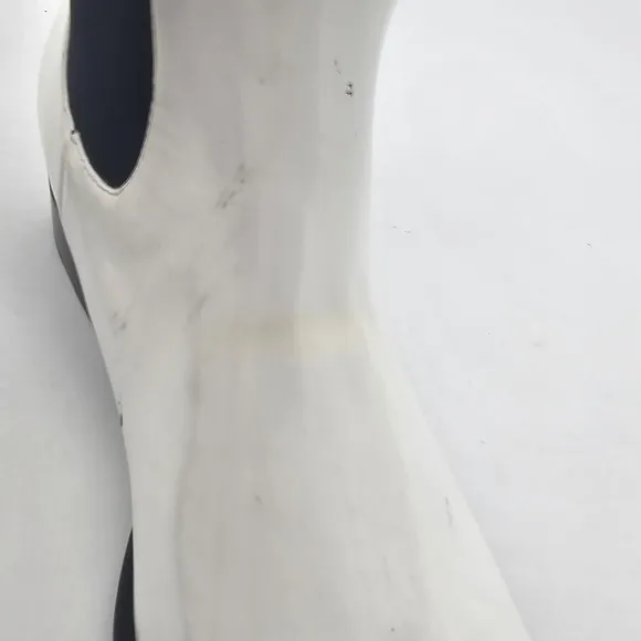 Jeffrey Campbell Emry Chelsea Boots Pointed Toe Side Panel White Leather Size 6