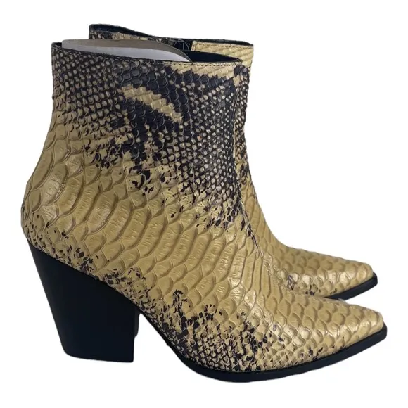 JEFFREY CAMPBELL • Flynn Snake‎ Leather Ankle Boots • 6