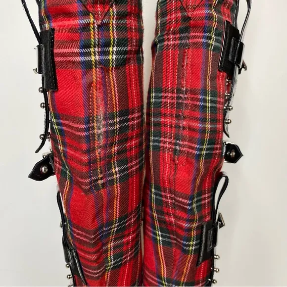 Jeffrey Campbell Gadget Pointy Toe Red Plaid Over the Knee Boot 6