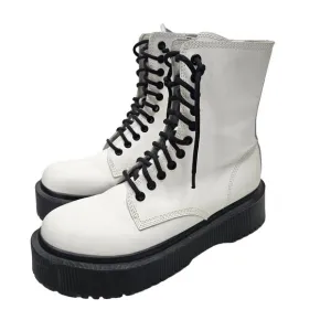 Jeffrey Campbell Sopas Lug Platform Lace Up Boots 8.5 White Chunky