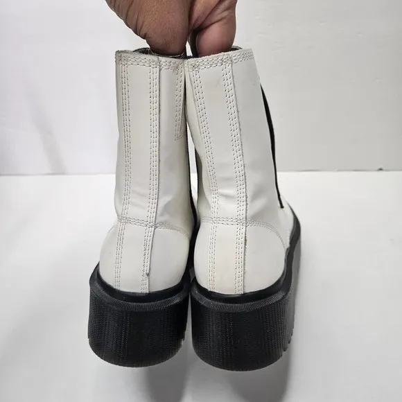Jeffrey Campbell Sopas Lug Platform Lace Up Boots 8.5 White Chunky