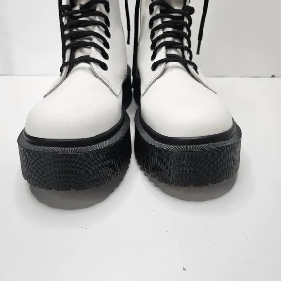 Jeffrey Campbell Sopas Lug Platform Lace Up Boots 8.5 White Chunky