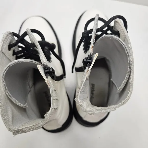 Jeffrey Campbell Sopas Lug Platform Lace Up Boots 8.5 White Chunky