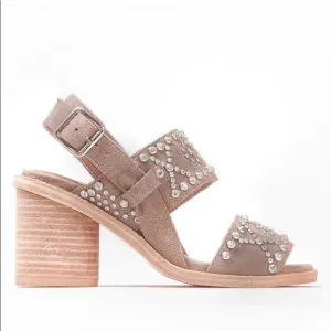 Jeffrey Campbell Taupe Preveza Sandal Stacked Block Studded Bedazzled Heels