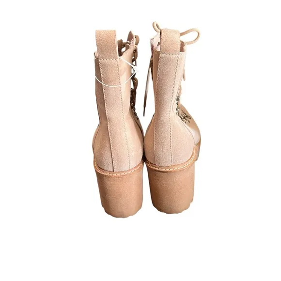 JEFFREY CAMPBELL What Faux Suede Sherpa Lace Up Beige Boots