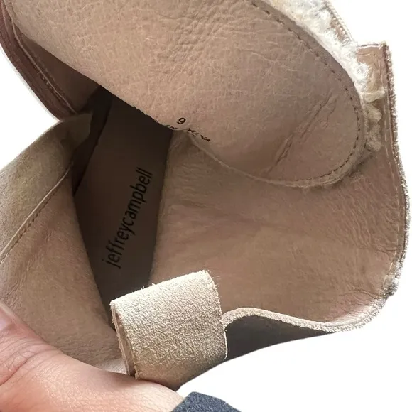 JEFFREY CAMPBELL What Faux Suede Sherpa Lace Up Beige Boots
