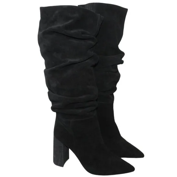 Jeffrey Campbell women's boots size 9 black suede pointed toe slouchy heels