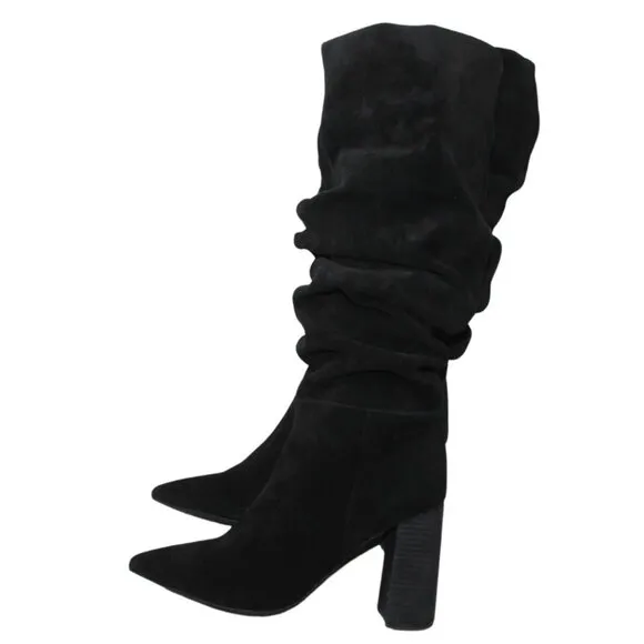 Jeffrey Campbell women's boots size 9 black suede pointed toe slouchy heels