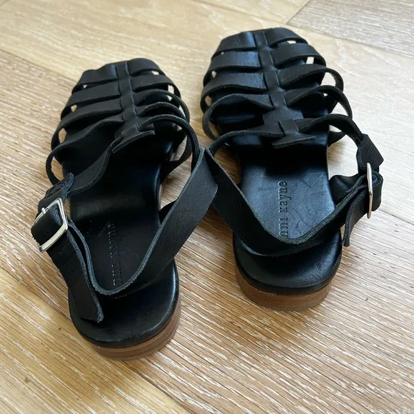 Jenni Kayne Leather Lake Sandal, Black Leather Fisherman Sandals, 38