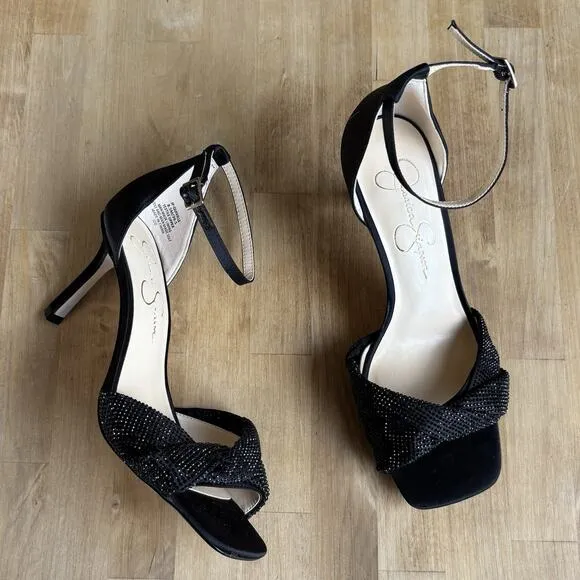 Jessica Simpson Women's Quiville Strappy Black Dress Sandal Heeled 8.5M/39.5 NEW