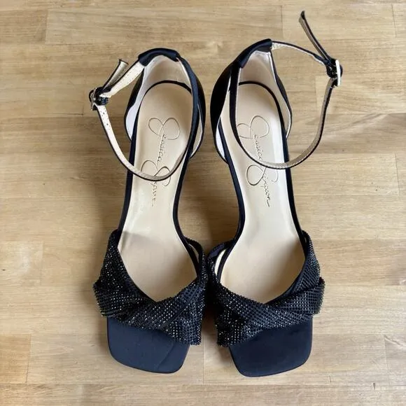 Jessica Simpson Women's Quiville Strappy Black Dress Sandal Heeled 8.5M/39.5 NEW