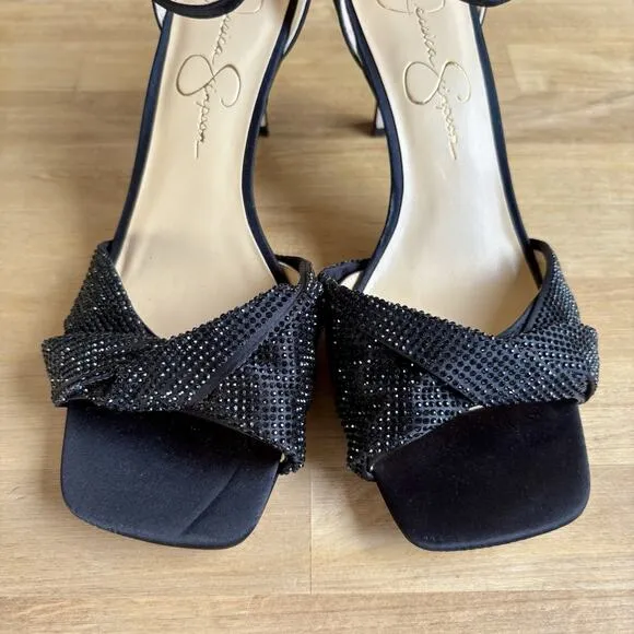 Jessica Simpson Women's Quiville Strappy Black Dress Sandal Heeled 8.5M/39.5 NEW