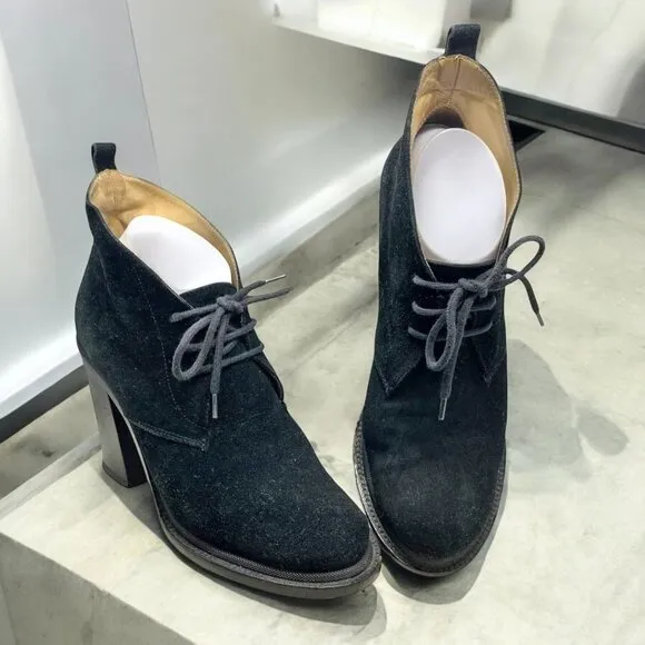 Jil Sander Black Suede Chunky Heel Chukka‎ Booties