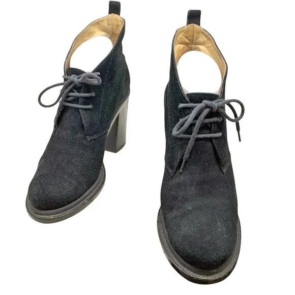 Jil Sander Black Suede Chunky Heel Chukka‎ Booties