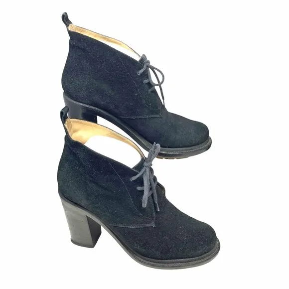 Jil Sander Black Suede Chunky Heel Chukka‎ Booties