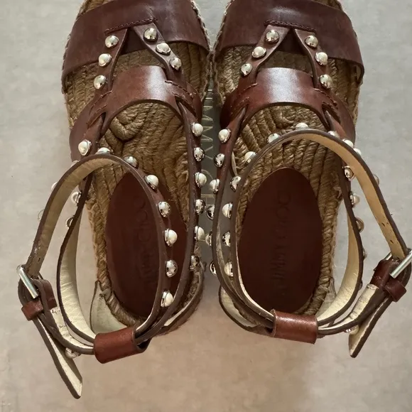 Jimmy Choo Brown Studded Espadrille Sandals