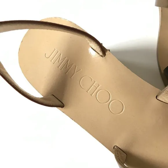 Jimmy Choo Leather Star Studded Wrap Sandals Womens 36.5 Brown Block Heels Shoes