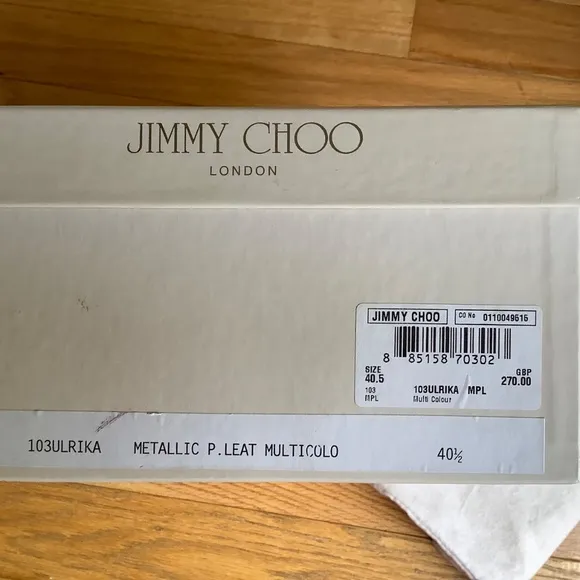 JIMMY CHOO ULRIKA Metallic Leather Studded Wooden Heel Slide Sandals SZ 40.5/9.5