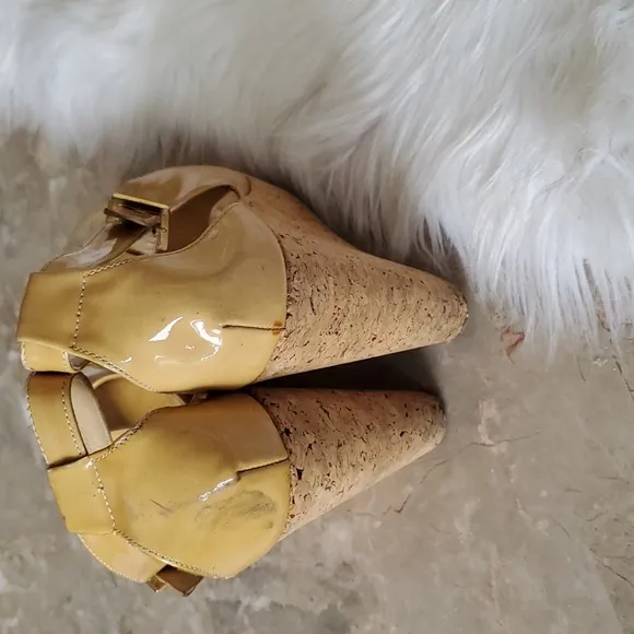 Jimmy Choo Yellow Wedge Sandals with Ankle Strap