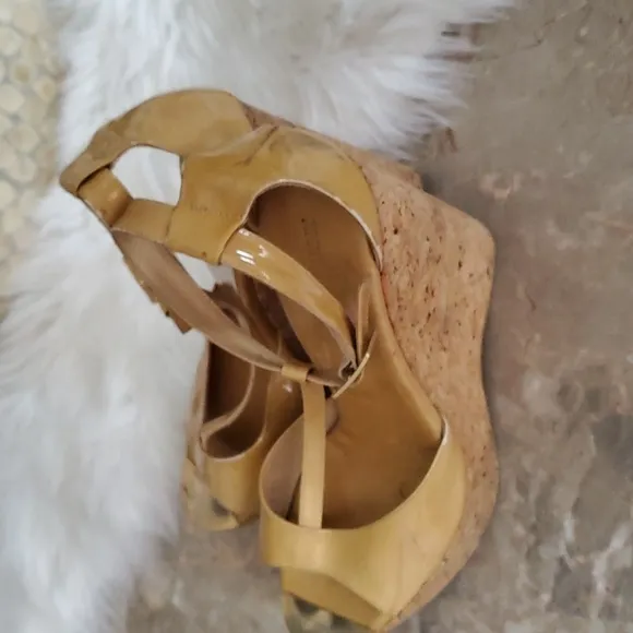 Jimmy Choo Yellow Wedge Sandals with Ankle Strap