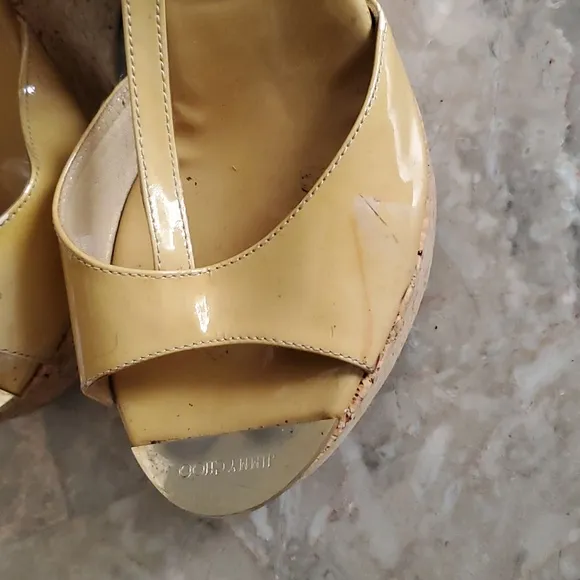 Jimmy Choo Yellow Wedge Sandals with Ankle Strap