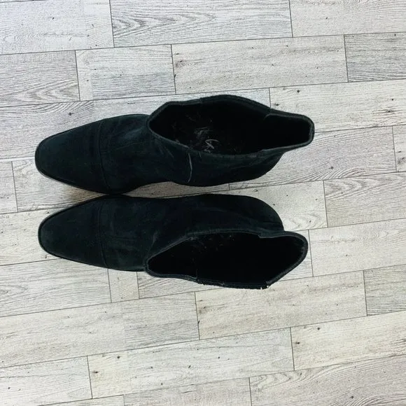 Joan Helpern Signature Womens Black Suede Sock Ankle Bootie Sz 7 Classic Italy