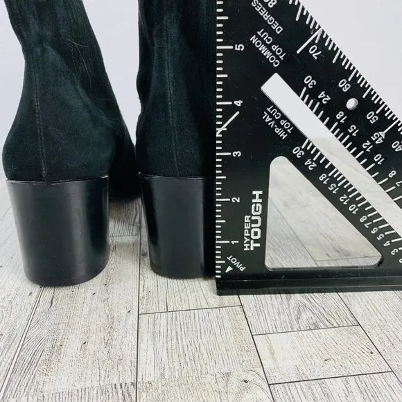 Joan Helpern Signature Womens Black Suede Sock Ankle Bootie Sz 7 Classic Italy