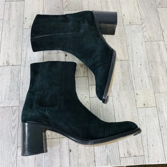 Joan Helpern Signature Womens Black Suede Sock Ankle Bootie Sz 7 Classic Italy