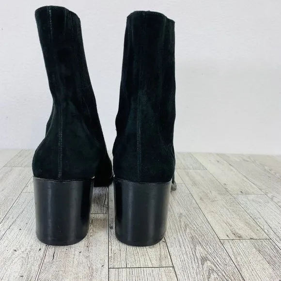 Joan Helpern Signature Womens Black Suede Sock Ankle Bootie Sz 7 Classic Italy
